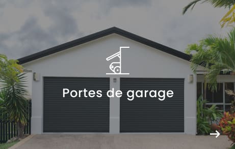Vignette d'une double porte de garage avec écriture blanche devant "portes de garage"